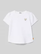 Koszulki dla dziewczynek - T-shirt z naszywką z logo - miniaturka - grafika 1