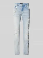 Spodnie męskie - Jeansy o kroju tapered fit z efektem znoszenia - miniaturka - grafika 1