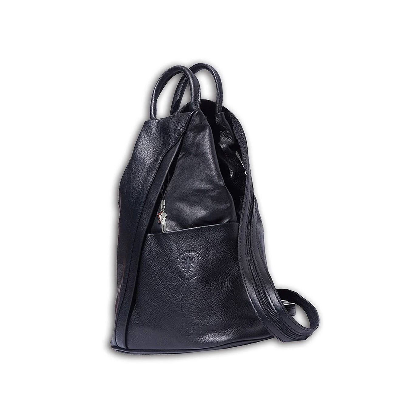 Florencja prawdziwa skórzana torba damska plecak na ramię czarny 26x10x32 z metką Włochy D2OTF604S