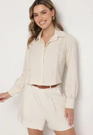 Koszule damskie - Beżowa Koszula z Wiskozą i Koronkowymi Wstawkami Tenaraia - miniaturka - grafika 1