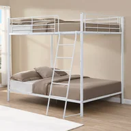 Łóżka dla dzieci i młodzieży - Łóżko piętrowe 2 x 140 x 190 cm - Metal - Biały + Materac - GEMINI II - miniaturka - grafika 1