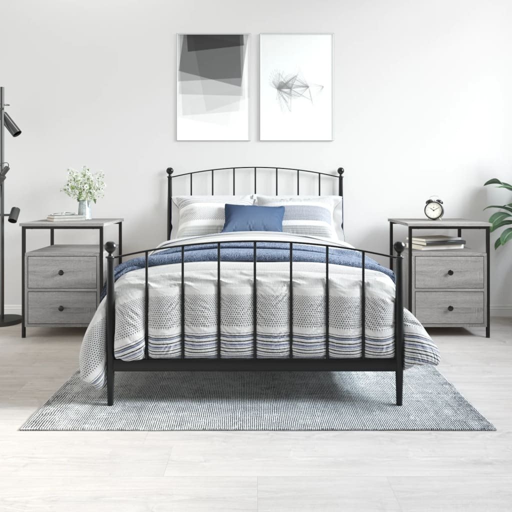 vidaXL Szafki nocne 2 szt. Szara Sonoma 44x45x60 cm Materiał drewnopochodny - Stolik nocny - Szafki nocne - Szafka nocna - Komoda nocna z szufladami