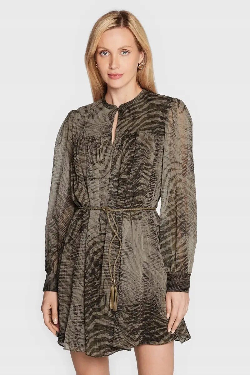 GUESS SUKIENKA KOPERTOWA Z DŁUGIM RĘKAWEM WZÓR ZEBRA S GGA