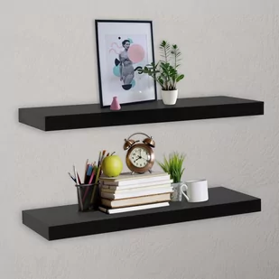vidaXL Wiszące półki ścienne, 2 szt., czarne, 100 x 20 x 3,8 cm vidaXL - Półki do salonu - miniaturka - grafika 1