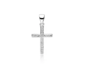Valerio.pl Rodowany srebrny krzyżyk krzyż cyrkonia cyrkonie srebro 925 Z1626C Z1626C - Biżuteria religijna - miniaturka - grafika 1
