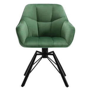 Bukkitbow - krzesło do jadalni / krzesło kuchenne - grube krzesło tapicerowane skórą / aksamitem - obrót 360 stopni - wysokość siedziska 48 cm - ciemnozielony - Krzesła - miniaturka - grafika 1
