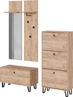 Lustra - Lustro ścienne ViccoSiri, zestaw z wieszakami ściennymi, ławką i szafką na buty, dąb Goldkraft - miniaturka - grafika 1