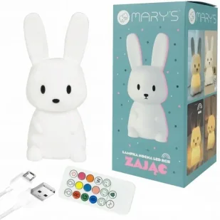 Lampka nocna LED RGB+WW + R/C zając mały biały - Zestawy szkolne - miniaturka - grafika 1