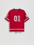 Koszulki dla chłopców - Reserved - T-shirt z nadrukiem - bordowy - miniaturka - grafika 1