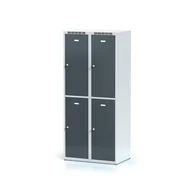 Szafki BHP - Alfa 3 Metalowa szafka ubraniowa 4-drzwiowa, drzwi szare, zamek obrotowy 1261746 - miniaturka - grafika 1