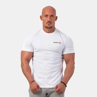 Koszulki sportowe męskie - NEBBIA Męska koszulka Minimalist Logo White XXL - grafika 1