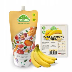 PURENA Puree Bananowe 100% 1kg - Koncentraty warzywne, przeciery - miniaturka - grafika 1