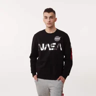 Bluzy męskie - Alpha Industries NASA REFLECTIVE SWEATER BLACK/CHROME - miniaturka - grafika 1