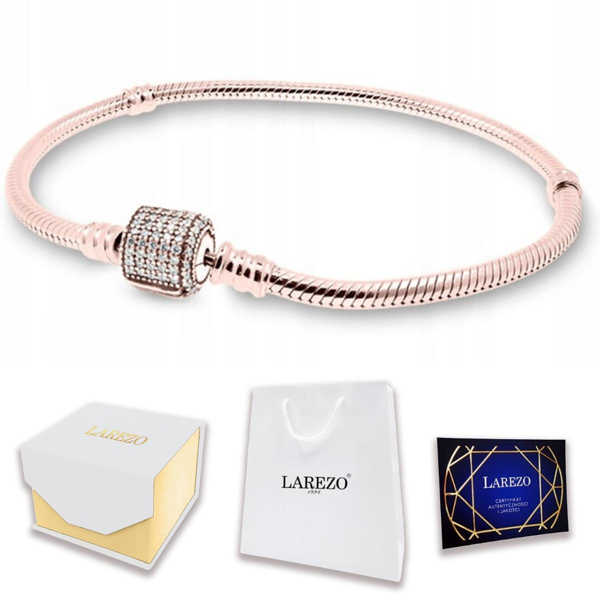 Bransoletka Pozłacana 17cm Modułowa Zapięcie Klips z Cyrkoniami SREBRO 925