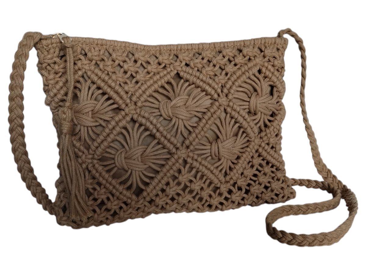 Damska Listonoszka Na Lato, Mała Torebka Na Ramię Z Tkaniny Brązowy