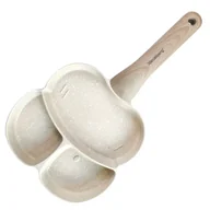 Patelnie - Aluminiowa kremowa patelnia do jajek z powłoką marmurkową F7-W14 - miniaturka - grafika 1