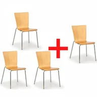 Fotele i krzesła biurowe - B2B Partner Krzesło drewniane CALGARY 3+1 GRATIS, kolor naturalny 483049 - miniaturka - grafika 1
