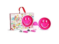 Zestawy naczyń dla dzieci - Munchkin Zestaw upominkowy z talerzykiem treningowym Smile kubkiem z obciążnikiem sztućcami różowy - miniaturka - grafika 1