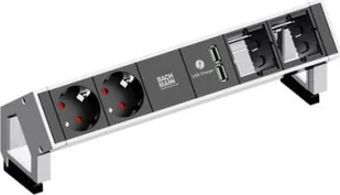 Bachmann BACHMANN DESK2 2x geaard contact 2x ABD 1x USB Lader GST18, z - Listwy zasilające - miniaturka - grafika 1