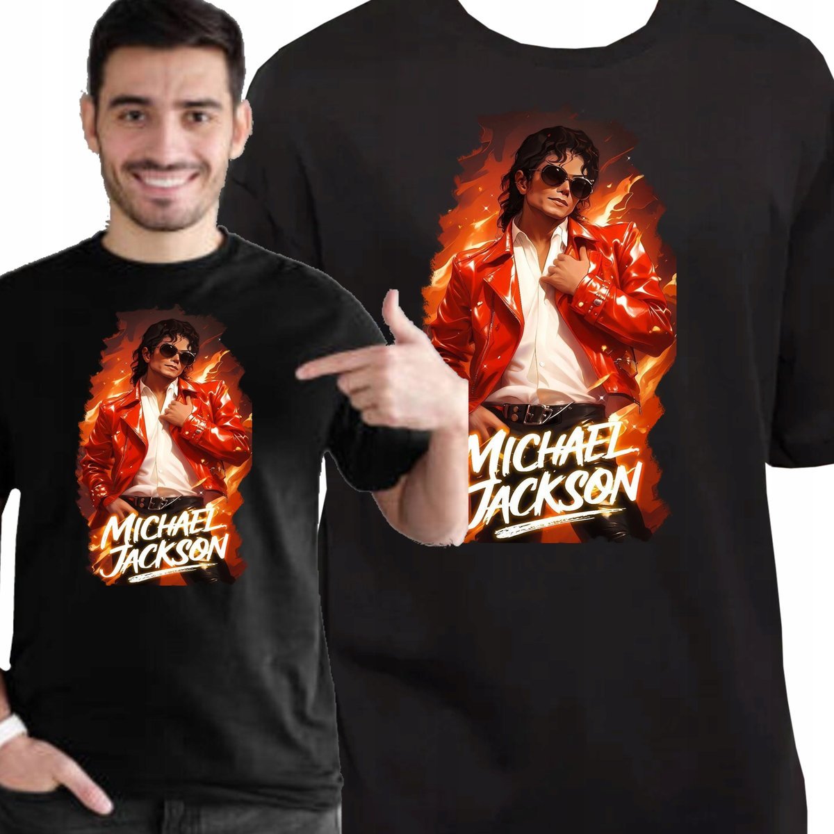 KOSZULKA MUZYCZNA MICHAEL JACKSON KRÓL POPU DLA FANA PREMIUM S 3454 CZARNA