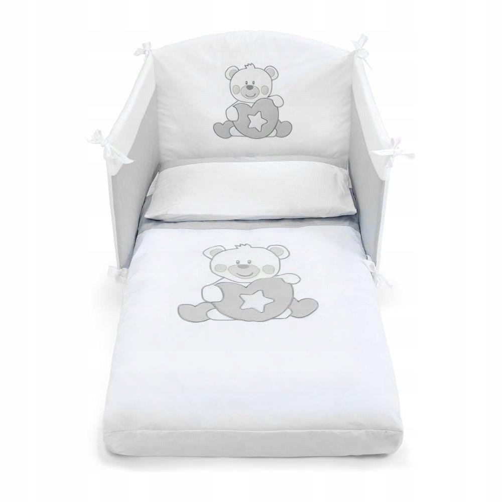 Pali Miki 3-częściowy zestaw pościeli do łóżeczka dziecięcego, biały szary