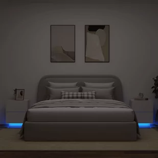 ﻿Szafki nocne z LED, 2 szt., białe, materiał drewnopochodny - Szafy i szafki dla dzieci - miniaturka - grafika 1