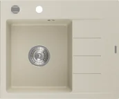 Zlewozmywaki - Mexen Ben zlewozmywak granitowy 1-komorowy z ociekaczem prawy 600 x 500 mm, beżowy, syfon chrom - 6523605000-69 - miniaturka - grafika 1
