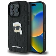 Etui i futerały do telefonów - Karl Lagerfeld KLHCP16LPGKLKIPK iPhone 16 Pro 6.3" czarny/black hardcase Monogram Karl Head Pin - miniaturka - grafika 1