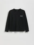 Bluzki dla chłopców - Reserved - Bawełniany longsleeve - czarny - miniaturka - grafika 1