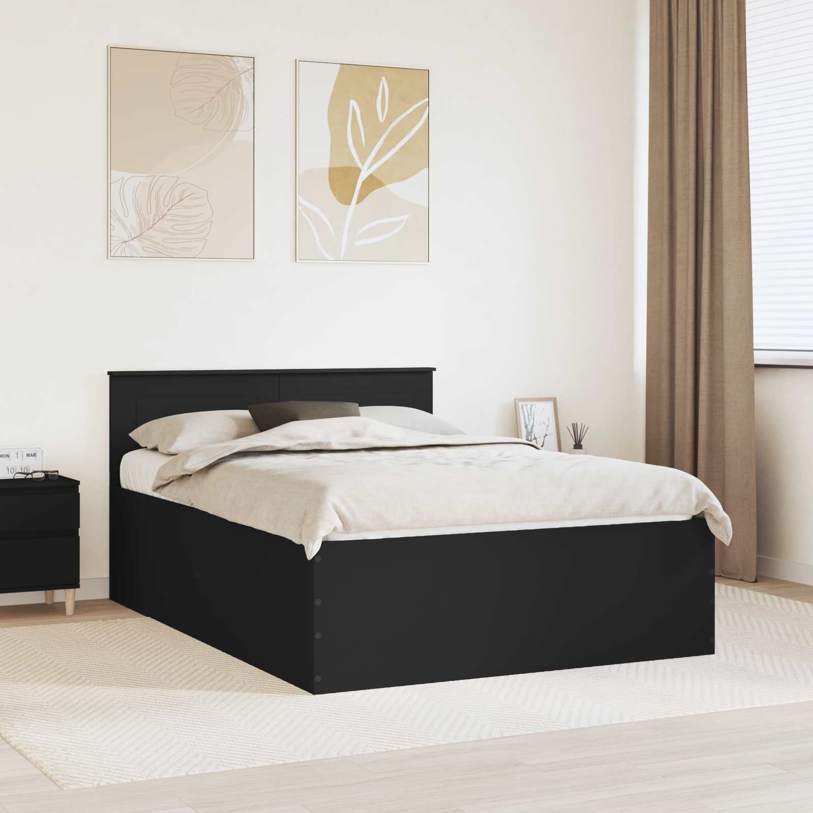vidaXL Ramka łóżka Czarny 140 x 190 cm Materiał drewnopochodny