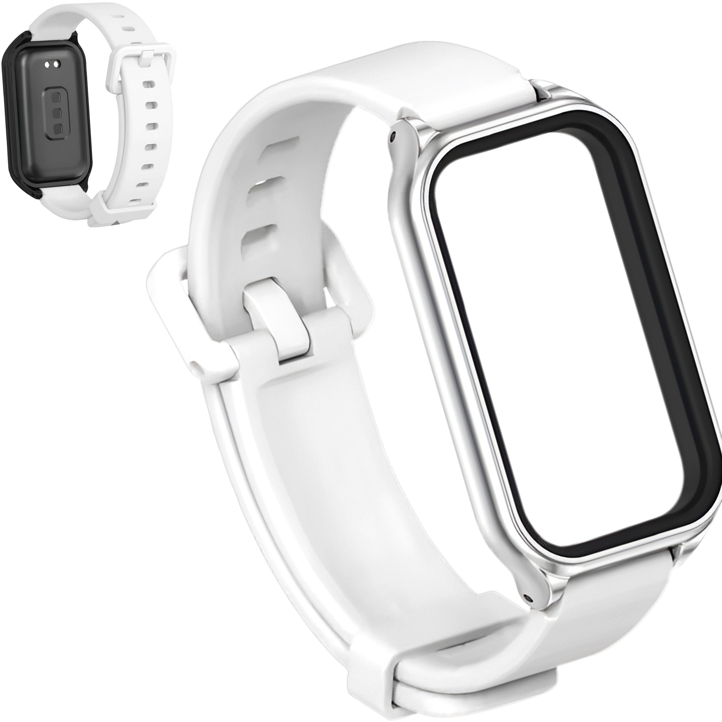 ChronSmarta Pasek z ramką ChronSmarta do Xiaomi Mi Band 8 Active / Redmi Smart Band 2 Biały