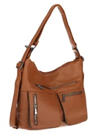 Torebki damskie - Torebka Damska Shopper Listonoszka Plecak 2w1 worek na Ramię 88021 Brązowa - miniaturka - grafika 1