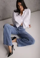 Spodnie damskie - Niebieskie Jeansy Wide Leg High Waist z Elastycznego Denimu z Bawełną Jelimia - miniaturka - grafika 1