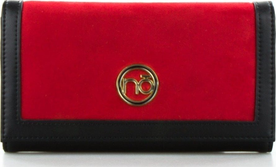 Nobo Portfel Damski Nobo Zamszowy z Łańcuszkiem Czarny Czerwony