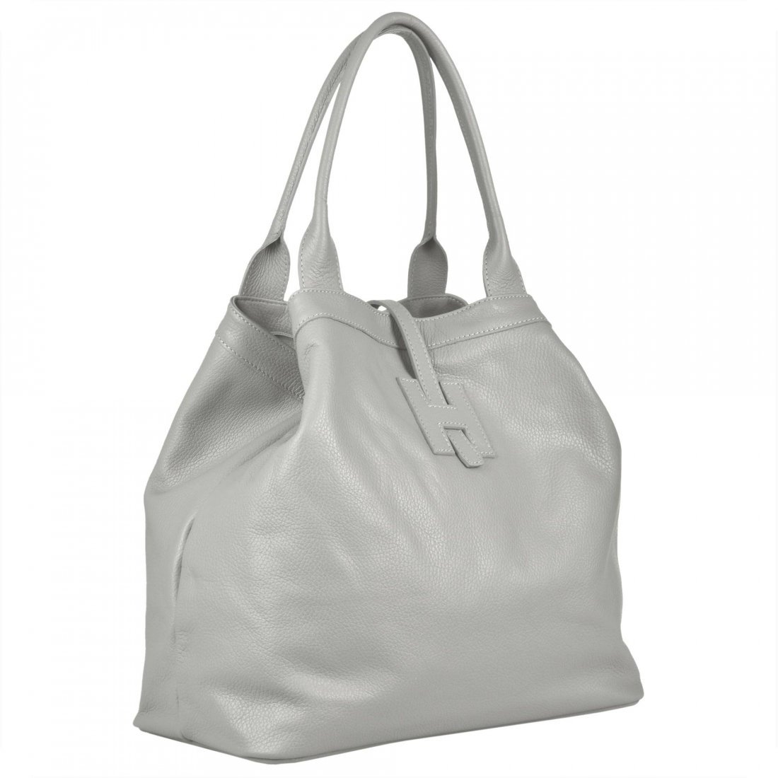 Torba shopper pojemna skórzana XL popielata