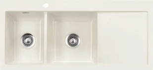 Zlew SystemCeram MERA DOUBLE | komora LEWA | MAGNOLIE 10 (połysk) (50790110) - Zlewozmywaki - miniaturka - grafika 1