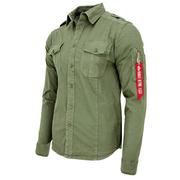 Odzież taktyczna i umundurowanie - Koszula Alpha Industries Basic Shirt Slim 136426 01 - Zielona - miniaturka - grafika 1