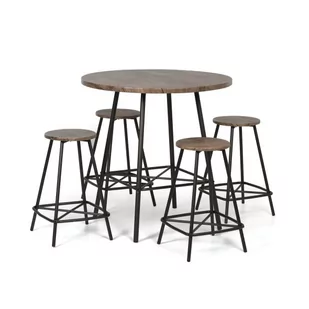 Okrągły stół do jadalni, średnica 90 cm + 4 krzesła, dąb Wellington - Stoły - miniaturka - grafika 1