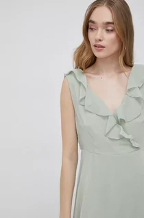 Sukienki - Vila sukienka kolor zielony mini rozkloszowana - grafika 1