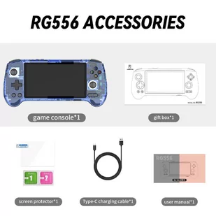Konsola do gier ANBERNIC RG556, Android 13, 8GB RAM, pamięć dyskowa 128GB, karta TF 128GB, 4423 gier - Przezroczysty niebieski - Konsole i gry retro - miniaturka - grafika 8