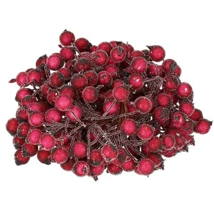 Sztuczna jarzębina ozdobna, oszroniona gałązka 100 szt. ciemno czerwona - Ozdoby bożonarodzeniowe - miniaturka - grafika 1