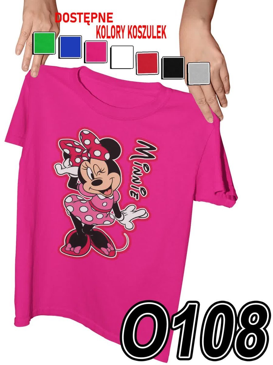 Koszulka Dziecięca Z Nadrukiem Myszka Mickey Minnie Miki Bajki - M 134-140