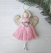 Bombki - ANIOŁEK MAKRAMA ZAWIESZKA PREZENT NA CHRZEST, URODZINY NA CHOINKĘ PAMIĄTKA - miniaturka - grafika 1