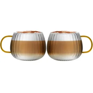 Vialli Design Komplet szklanek z żółtym uchem Tulip 1227 2 x 350 ml - Szklanki - miniaturka - grafika 1