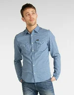 Koszule męskie - Lee Clean Western Shirt Męska Koszula Washed Blue L644Djlr-M - miniaturka - grafika 1
