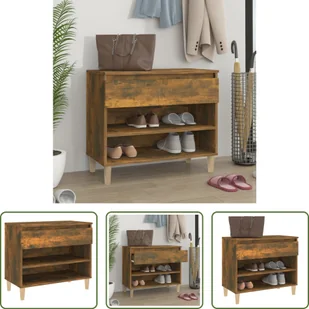 The Living Store Stojak na buty dąb wędzony 70x36x60 cm materiał drewnopochodny - Szafki na buty The Living Store Stojak na buty dąb wędzony 70x36x60 cm materiał drewnopochodny - Szafki na buty - miniaturka - grafika 1