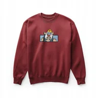 Bluzy męskie - Bluza bordowa unisex Król Lodu i Pingwiny haft 280g bawełna XL - miniaturka - grafika 1