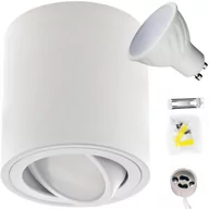 Lampy pozostałe - Tuba Spot Natynkowa Ruchoma Biała + Gu10 10W Ciepła - miniaturka - grafika 1