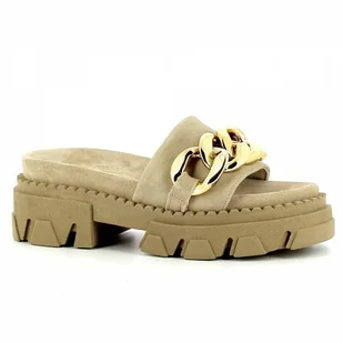 Beżowe klapki na platformie CARINII - Carinii - Klapki i japonki damskie - miniaturka - grafika 1