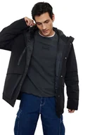 Kurtki męskie - TRENDYOL MAN CZARNA KURTKA MĘSKA Z KAPTUREM Z PODSZEWKĄ DO BIODER L 5DA - miniaturka - grafika 1